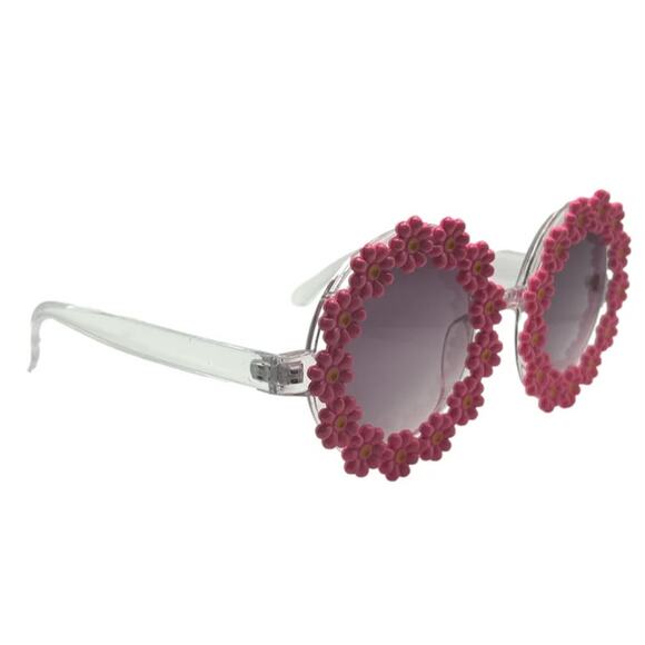 6194 | Round Pink Flower Novelty Sunglasses - Picture 2 of 5